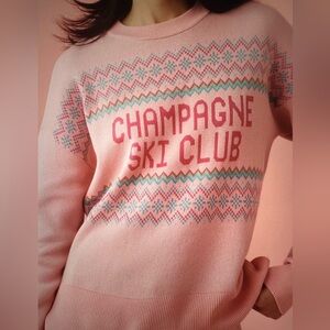 New with Tag! Beach Riot Champagne Ski Club Sweater in Pink Anthropologie sz L